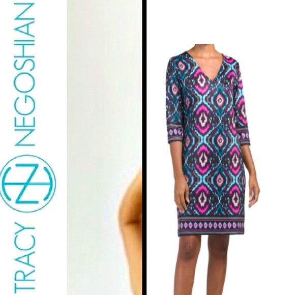 🆕 Tracy Negoshian 3/4 Sleeve Jersey Shift Dress